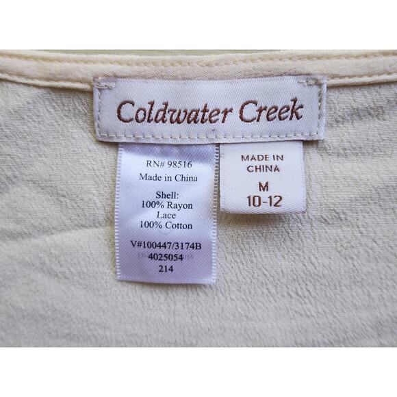 TOP/BLOUSE-COLDWATER CREEK-Cream-Lace Front-Short Sleeves-SIZE M (8-10) - Picture 9 of 10